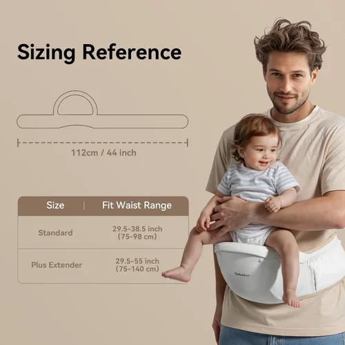 Miniatura 8 de Baby Carrier with Hip Seat, BeBeBus 2-in-1 Ergonomic Newborn to Toddler Carrier up to 44 lbs, Detachable Hands-Free for Infant, All Season Carry