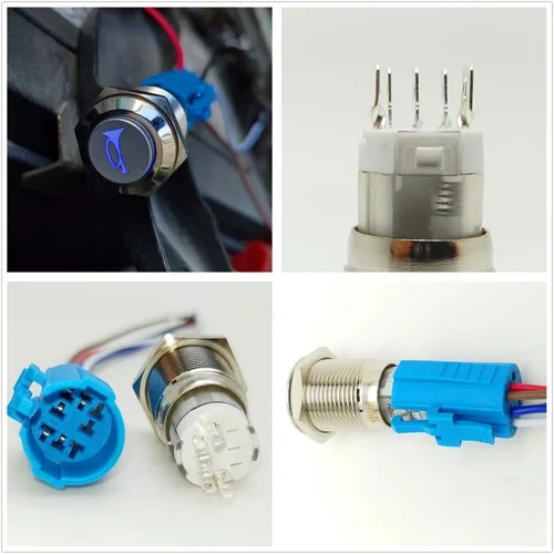 Miniatura 4 de Interruptor de botón momentáneo de bocina de coche, 12 V, 0.630 in, LED, interruptor de reinicio de encendido/apagado, interruptor de bocina