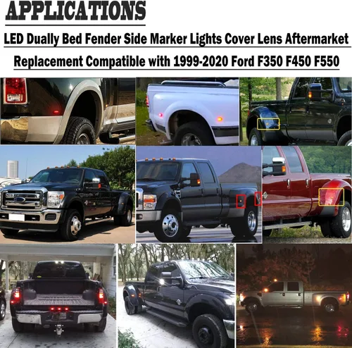 Miniatura 6 de KEING Luces LED con marcador lateral para guardabarros de cama doble para Ford 1999-2020 F250 F350 F450 F550 (2 unidades rojas + 2 unidades ámbar)