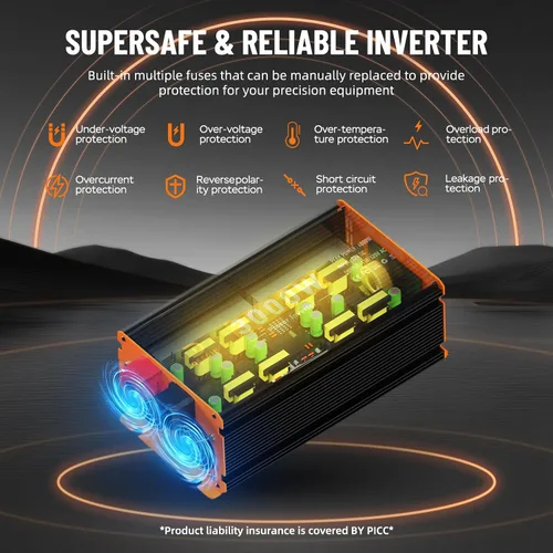 Miniatura 4 de Inversor de corriente de 3000 W de 12 V CC a 110 V/120 V CA convertidor para RV/camión/barco/campamento/inversor de energía solar fuera de la red