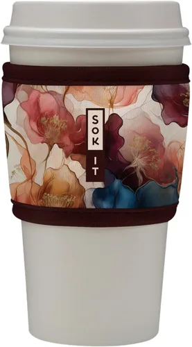 Miniatura 45 de Sok It HotSok Coffee & Tea - Funda de neopreno con aislamiento reutilizable (floral abstracto)