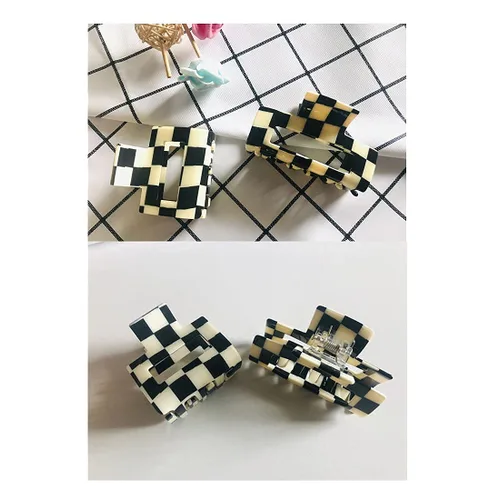 Miniatura 7 de Pinzas para el cabello a cuadros, 2 pinzas de pelo vintage a cuadros, pinzas de garra fuertes, pasadores para cabello grueso y fino, pinzas