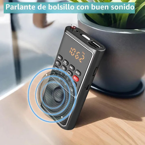Miniatura 5 de B01 Mini Radio FM Portátil USB, Reproductor de Tarjeta TF/SD/Ranura USB Soporte Reproducción de Mp3, Walkman de Bolsillo Radio Pequeña con Llave
