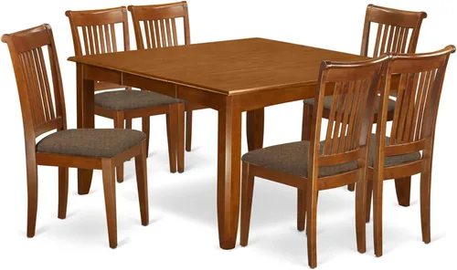 Miniatura 8 de East West Furniture PFPO5-SBR-C - Juego de mesa de cocina de 5 piezas para 4 personas, incluye una mesa de comedor cuadrada con hojas de mariposa