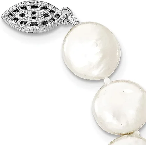 Miniatura 2 de Collar de plata de ley 925 de 0.394in con dije de perlas cultivadas en agua dulce blanca, joyería fina para mujer, regalos para ella, Perla, Perla