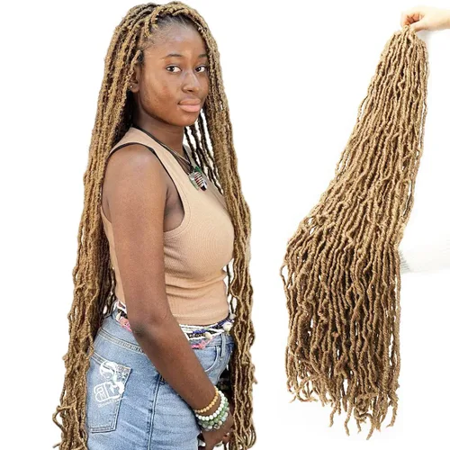 Miniatura 33 de 36 pulgadas, 7 paquetes de rastas suaves de ganchillo de cabello entero, no extendidas, largas y largas, trenzas de pelo sintético preenrolladas, 1b