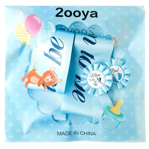 Miniatura 6 de Juego de 4 bandas de maternidad de cigüeña, diseño de cigüeña, color azul, para mamá y papá, con ramillete, tema de cigüeña, recuerdo de embarazo