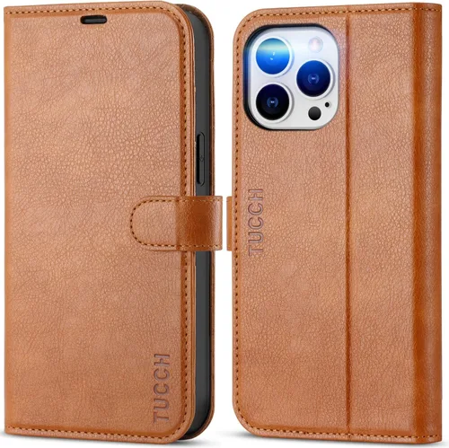 Miniatura 10 de Funda tipo billetera TUCCH para iPhone 14 Pro Max de 6.7", con bloqueo RFID, soporte para 4 tarjetas [carcasa interior de TPU a prueba de golpes]
