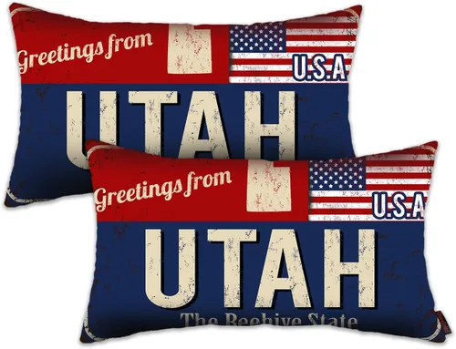 Miniatura 33 de Juego de 2 fundas de almohada de Florida de 12 x 20 pulgadas, decoración de recuerdo de Florida, funda de almohada lumbar con diseño de bandera