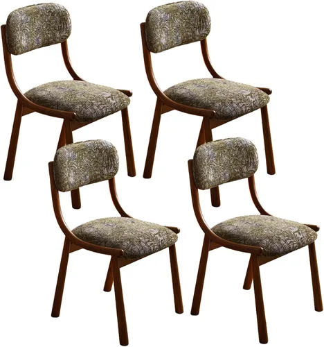 Miniatura 18 de Rustic Fabric Dining Room Chairs, Kitchen Chair with Backrest, Dining Chairs Lobby Chair Set for French Country Farmhouse Kitchen Home Brown+black