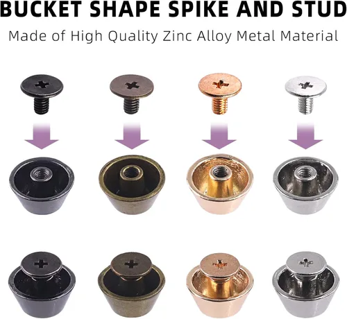 Miniatura 3 de Swpeet 42 juegos de 4 colores de 0.453 x 0.197 in – 0.45 x 0.2 pulgadas de aleación de tornillo trasero con punta de tuerca para bolso de mano