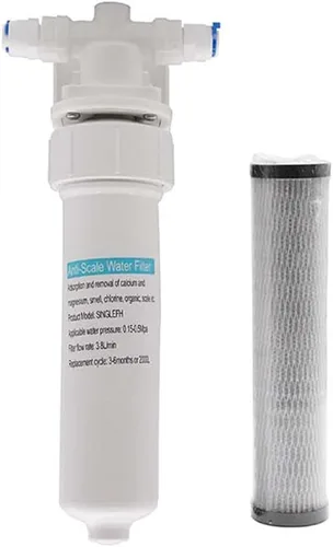 Westbrass AF400 Unidad de filtro y cartucho en línea debajo del fregadero para grifos dispensadores de agua caliente o pura instantánea, color blanco