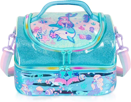 Miniatura 24 de Bolsa de almuerzo aislada de doble piso para niños, bolsa de comida grande para el regreso a la escuela, para niños, niñas, hombres y mujeres