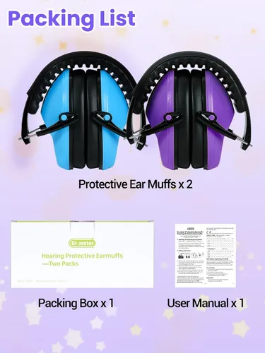 Miniatura 8 de Dr.meter - Auriculares con cancelación de ruido para niños y adultos, 2 PAQUETES, SNR27.4, protección auditiva, orejeras ajustables para Monster