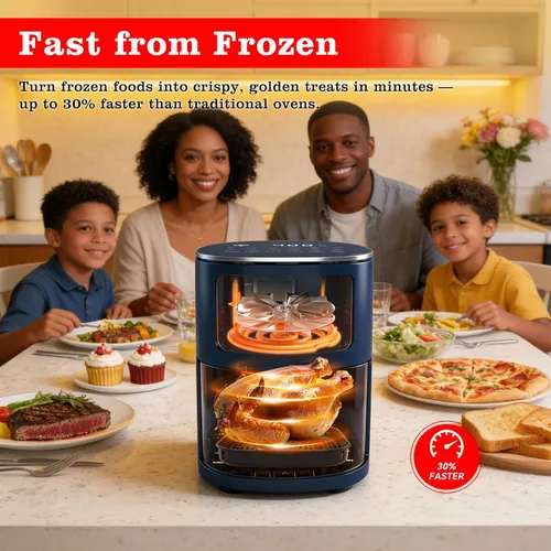 Miniatura 6 de CARORI Freidora de aire de 6 cuartos con ventana de visión, 12 preajustados, gran capacidad, 400 ℉ máximo crujiente, 1700 W comidas rápidas incluso