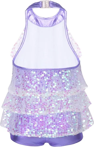 Miniatura 2 de Vestido de lentejuelas brillantes sin mangas para niñas y niñas, vestido con borlas y jazz latino, trajes de baile de salsa para actuación