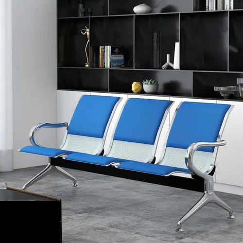 Miniatura 17 de Kinfant Silla de sala de espera de 2 asientos, sillas de recepción de invitados de oficina con respaldo ergonómico, banco de espera de aeropuerto
