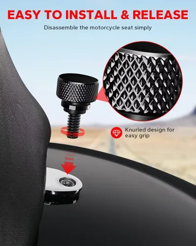Miniatura 3 de Amazicha - Tornillo de asiento de acero inoxidable 304 negro brillante compatible con Harley Davidson 1996-2025