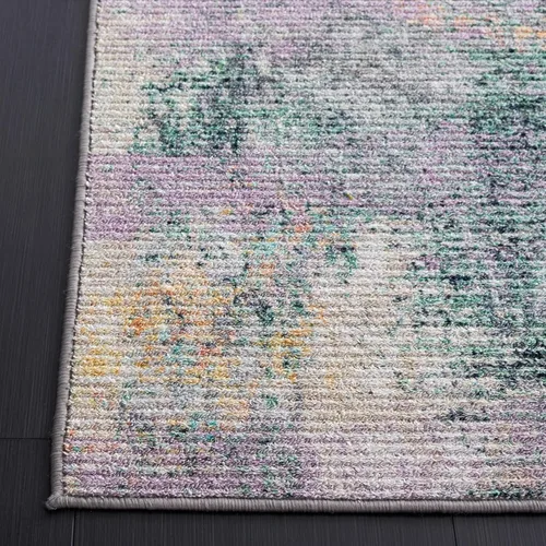 Miniatura 7 de SAFAVIEH Sequoia Collection - Alfombra para pasillo, 2 pies 2 pulgadas x 9 pies, verde y morado, diseño abstracto moderno, no desprende pelusa