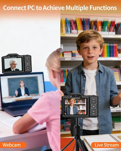 Miniatura 8 de Cámara digital, cámara de enfoque automático 4K 64MP con doble lente, zoom 18X/WiFi/tarjeta de 32 GB, cámaras de apuntar y disparar para regalos