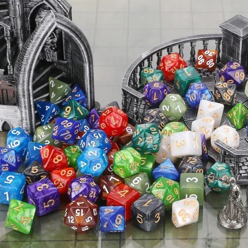 Miniatura 6 de Coyeekn Juegos de Dados DND, 10 X 7 Juegos (70 Piezas) Dados Poliédricos para Dungeons and Dragons RPG MTG D&D Juego de Mesa con 1 Bolsa Grande D4