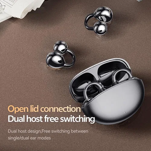 Miniatura 8 de Auriculares con clip, auriculares abiertos inalámbricos Bluetooth 5.4 con micrófono, auriculares con clip de oreja, mini auriculares para correr
