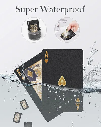 Miniatura 3 de BIERDORF Cartas de juego impermeables Baraja de naipes de plástico Baraja de póquer de regalo (calavera dorada)