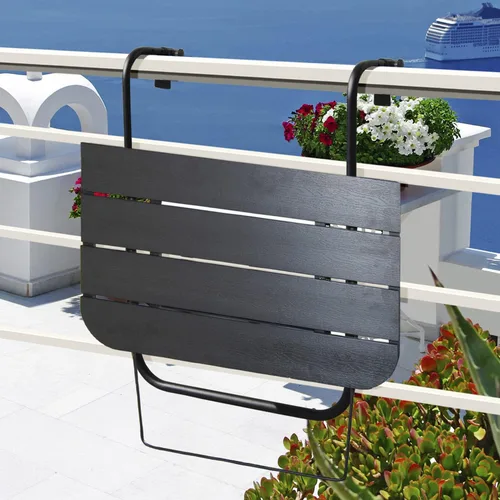 Miniatura 3 de Mesa de balcón colgante para barandilla de balcón al aire libre, mesas de bar para barandillas de aluminio plegable ajustable para patio, terraza