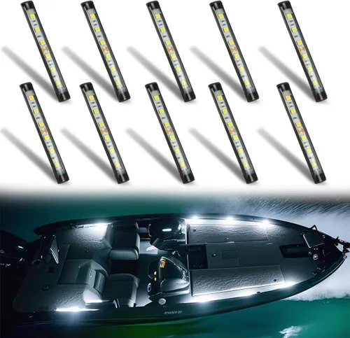 Miniatura 10 de Boaton Luces LED para pesca nocturna marina, luces interiores de cortesía para barco, sin necesidad de perforar, azul 10 piezas azul (Blue)