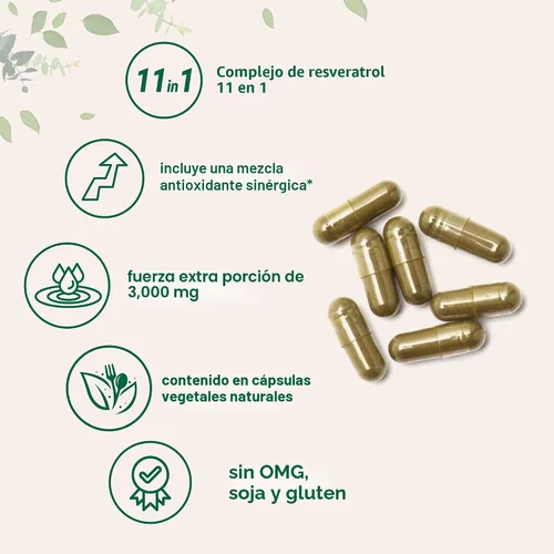 Miniatura 3 de Micro Ingredients Resveratrol NAD Complex 3,000 mg para mujeres y hombres, 240 cápsulas vegetales Alternativa de suplemento NMN Mezcla 11 en 1