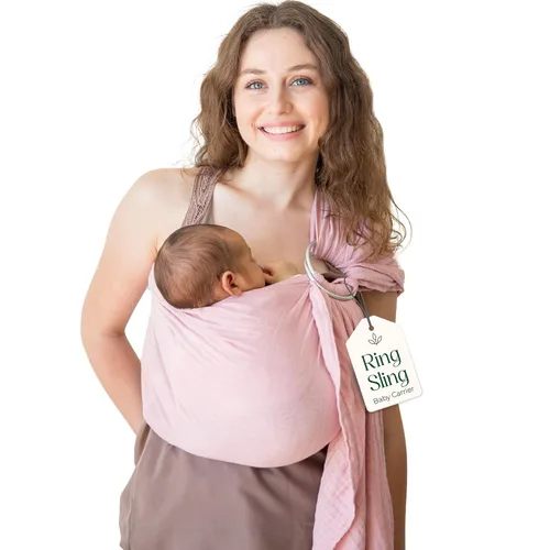 Miniatura 18 de Portabebés con Eslinga de Anillo - Probado en Laboratorio de EE. UU., 100% Algodón Muslin Natural, Eslinga de Anillo transpirable y ergonómica Beige