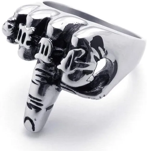 Miniatura 5 de Mens Biker Rings Stainless Steel Middle Finger Hip Hop Punk Ring for Men Women