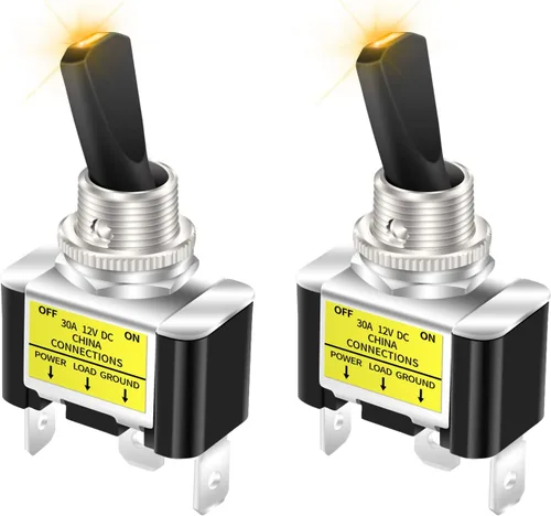 Miniatura 7 de DaierTek Interruptor de palanca con luz LED azul de 12 V, 30 amperios, 12 voltios, interruptor de palanca SPST ON Off 2 posiciones 3pin