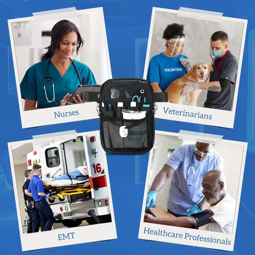 Miniatura 5 de ProCase Riñonera de Enfermera, Bolsa Organizadora Ligera de Utilidades para Suministros Médicos, Estetoscopio, Tijeras para Enfermeras y EMT - Negro