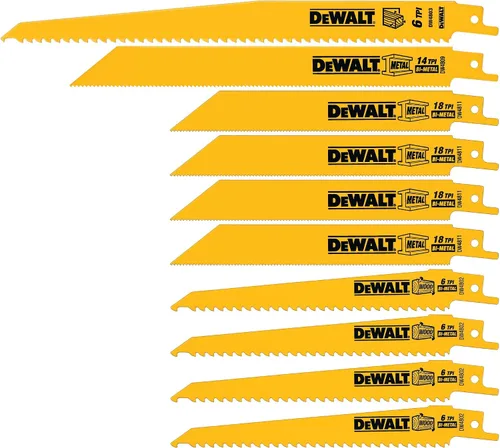 Miniatura 8 de DEWALT Hojas de sierra recíproca, juego combinado de 10 piezas, varios tamaños (DW4898)