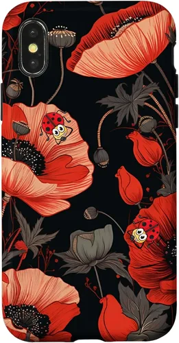 Miniatura 5 de Funda para iPhone 11 Poppy Flower Ladybug Red & Black