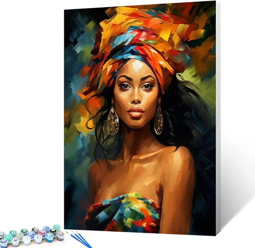 Miniatura 15 de Tucocoo Pintura por números para adultos, kits de pintura al óleo digital sobre lienzo con pinceles y pigmento acrílico, hermoso retrato de niña