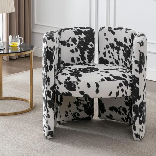 Miniatura 5 de chairus Silla de comedor moderna única de terciopelo, bonita y cómoda, tapizada, para sala de estar, dormitorio, recepción, vaca