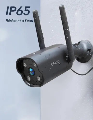 Miniatura 3 de GNCC Cámara de Seguridad 2K para Exteriores, IP65 Resistente a la Intemperie, Visión Nocturna, Detección de Movimiento y Sonido, Audio Negro-1p