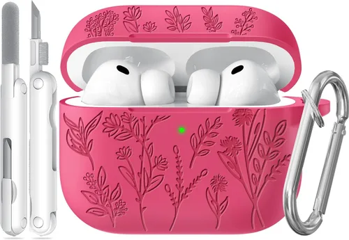 Miniatura 65 de Funda para Airpods Pro 3 con tapa magnética, fundas grabadas con flores para Apple AirPods Pro de 3ª generación 2025, funda de silicona suave