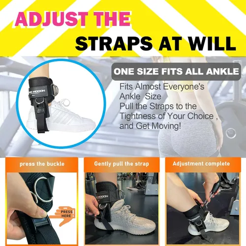 Miniatura 2 de AOHO MOOON Correas de tobillo para accesorios de máquina de cable, hebilla ajustable adecuada para hombres y mujeres, puños de tobillo de neopreno