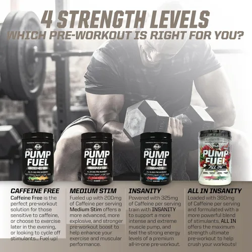 Miniatura 3 de PMD Sports Pump Fuel All in Insanity, Polvo Pre-Entreno Definitivo y Bomba Muscular, Energía de Máxima Fuerza, Concentración, Resistencia