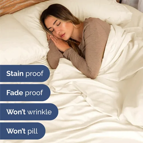 Miniatura 5 de Juego de sábanas Queen de 6 piezas, sábanas transpirables y refrescantes, sábanas de hotel, ropa de cama con bolsillos profundos y fácil ajuste, 10