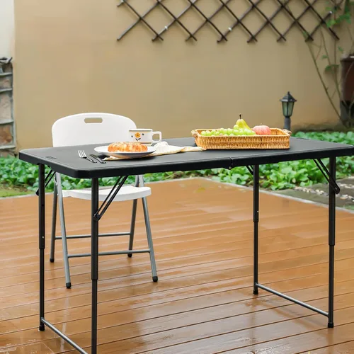 Miniatura 2 de Byliable Mesa plegable de 1,2 m portátil de plástico resistente plegable por la mitad mesa de uso múltiple pequeña para interiores y exteriores