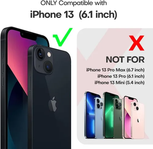Miniatura 2 de TAURI Funda 3 en 1 para iPhone 13, con 2 protectores de pantalla, [protección contra caídas de grado militar] a prueba de golpes para iPhone 13
