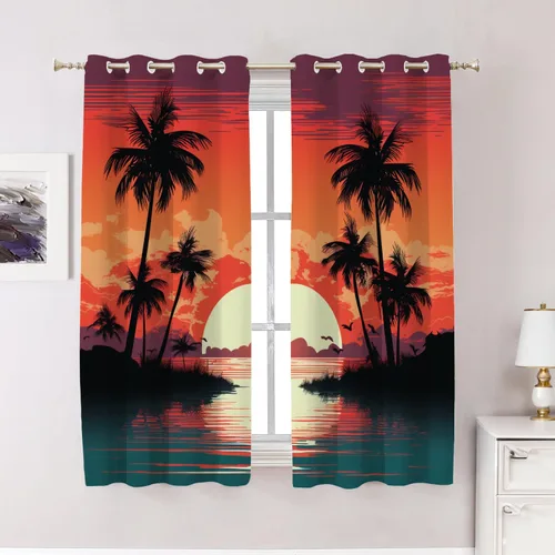 Miniatura 105 de Cortinas de cocina de hojas de arce otoñales para ventanas, hojas verdes y rojas sobre cenefas opacas negras, tratamientos de ventana de poliéster