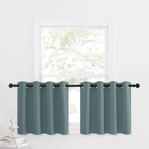 Miniatura 39 de NICETOWN Cortinas opacas de cocina para ventana sobre el fregadero, aislamiento térmico, decoración del hogar, pequeños niveles opacos con ojales