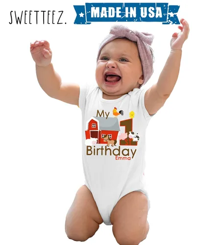 Miniatura 3 de First Birthday Shirt Girl or Boy Farm Personalized