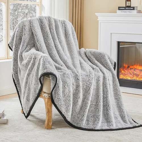 Miniatura 20 de EMME Manta de Forro Polar Sherpa Suave Reversible de Felpa Esponjosa Grande, Manta Bohemia Decorativa Cálida y Ligera para Sofá, Sillón, Dormitorio