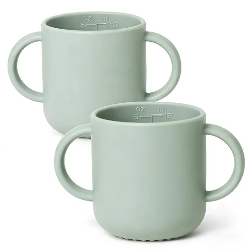Miniatura 9 de ROCCED Vasos pequeños de silicona para bebés de silicona con 2 asas, taza de entrenamiento para niños pequeños, fácil agarre para 6 meses + 5.1 fl